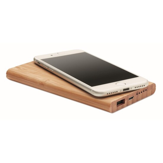 Induktive Powerbank Bambus