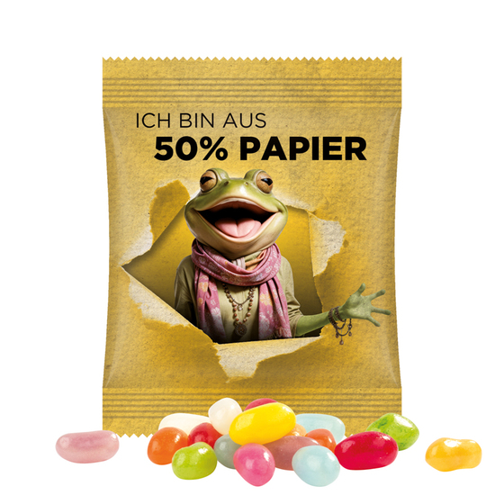 Minitüte, 10 g, Folie mit ca. 50% Papieranteil, weiß, Jelly Beans
