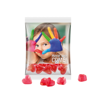 Maxitüte, Folie transparent, Trolli Fruchtgummi Herz rot