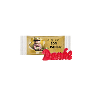 Trolli Fruchtgummi "Danke", Folie mit ca. 50% Papieranteil, weiß