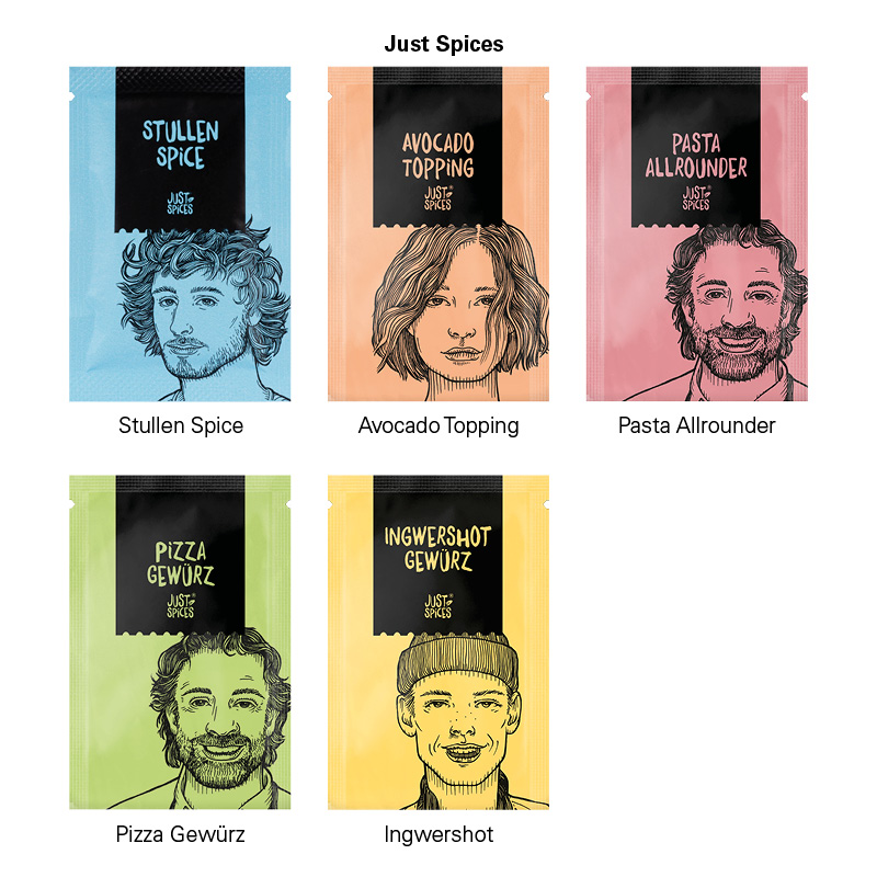 Werbekarte Midi, Just Spices Pasta Allrounder
