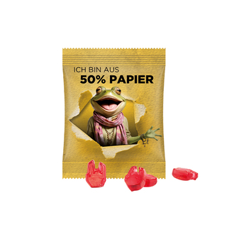 Minitüte Sonderform, 10 g, Folie mit ca. 50% Papieranteil, weiß, Fruchtgummi , 10 % Fruchtsaftanteil