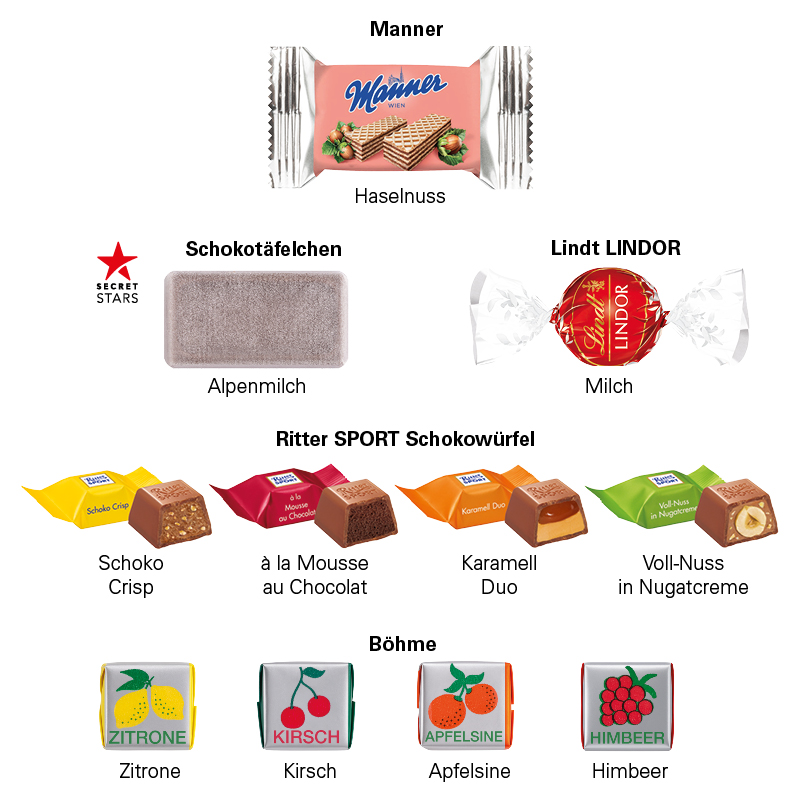 Geschenkbox Mini Tanne, Alpenmilch Schokotäfelchen