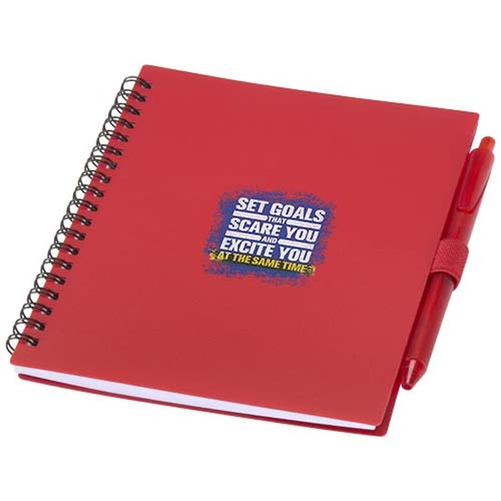 Niove Softcover Notizbuch aus recyceltem Kunststoff mit Kugelschreiber (blaue Mine)