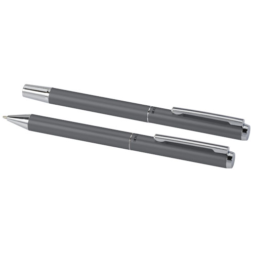 Lucetto Set mit Kugelschreiber und Tintenroller aus recyceltem Aluminium (schwarze Mine)