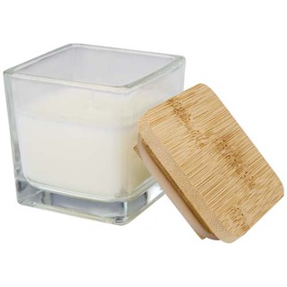 Ambra Quadratische Glaskerze mit Bambusdeckel