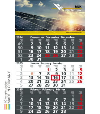 3-Monats-Kalender Solid 3 Bestseller, anthrazit