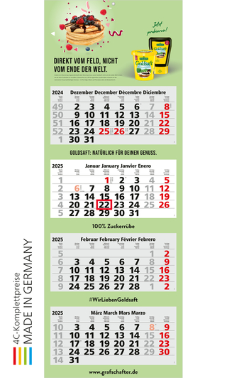 4-Monats-Kalender Quadro Light 4 x.press