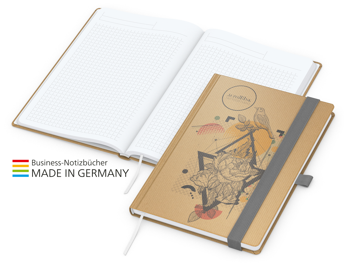 Notizbuch Match-Book White Bestseller A4 Natura braun-individuell, silbergrau