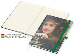 Notizbuch Match-Book Creme Bestseller A4 Cover-Star matt-individuell, grün