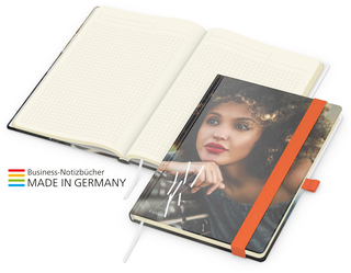 Match-Book Creme Bestseller A5 Cover-Star matt-individuell, orange