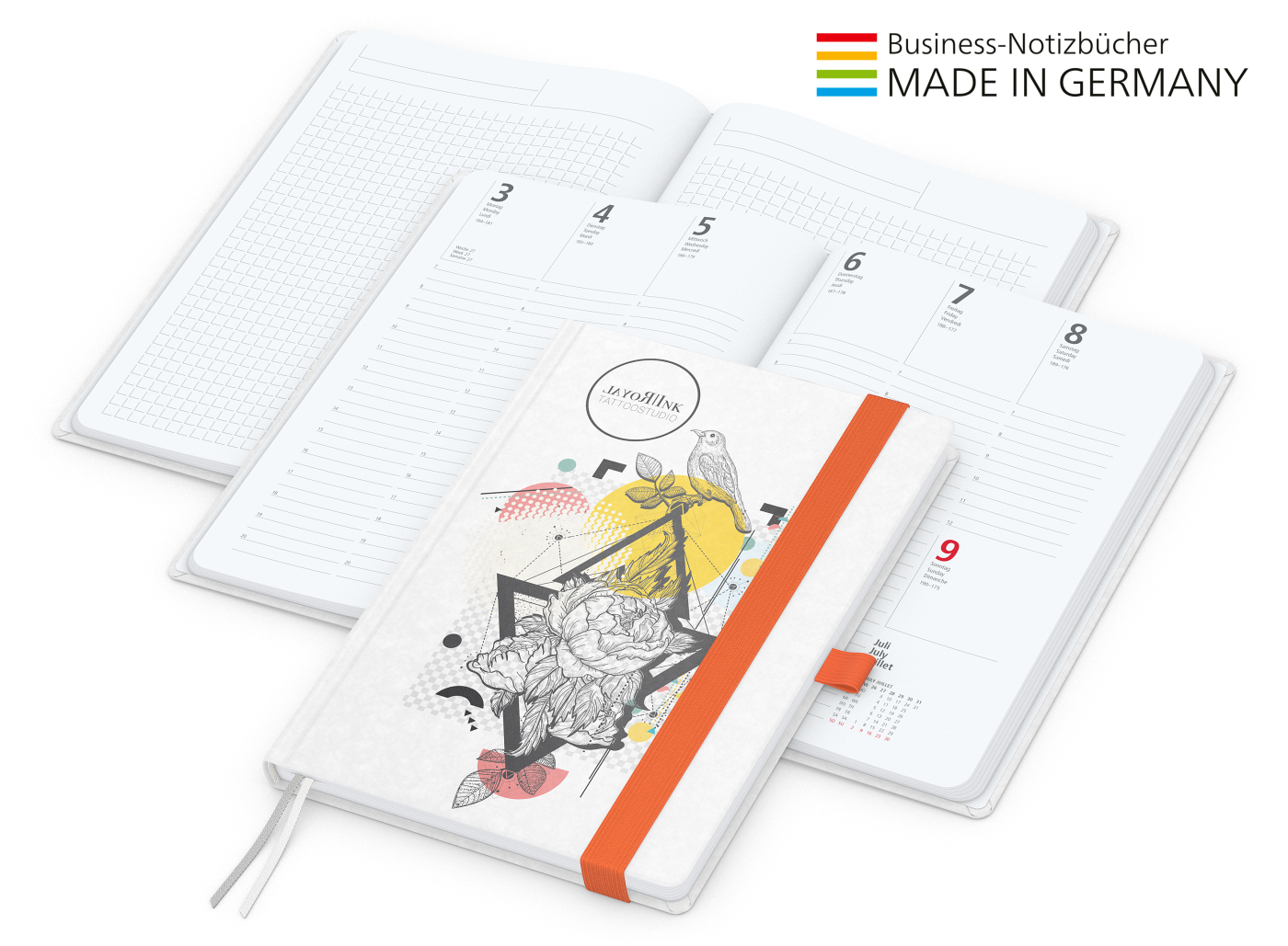 Match-Hybrid White Bestseller A5, Natura individuell, orange