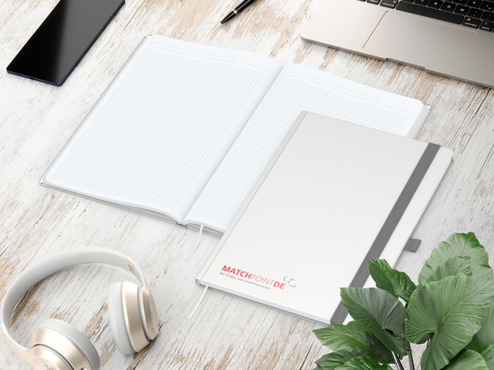 Notizbuch Vision-Book White A4 Bestseller inkl. Siebdruck-Digital