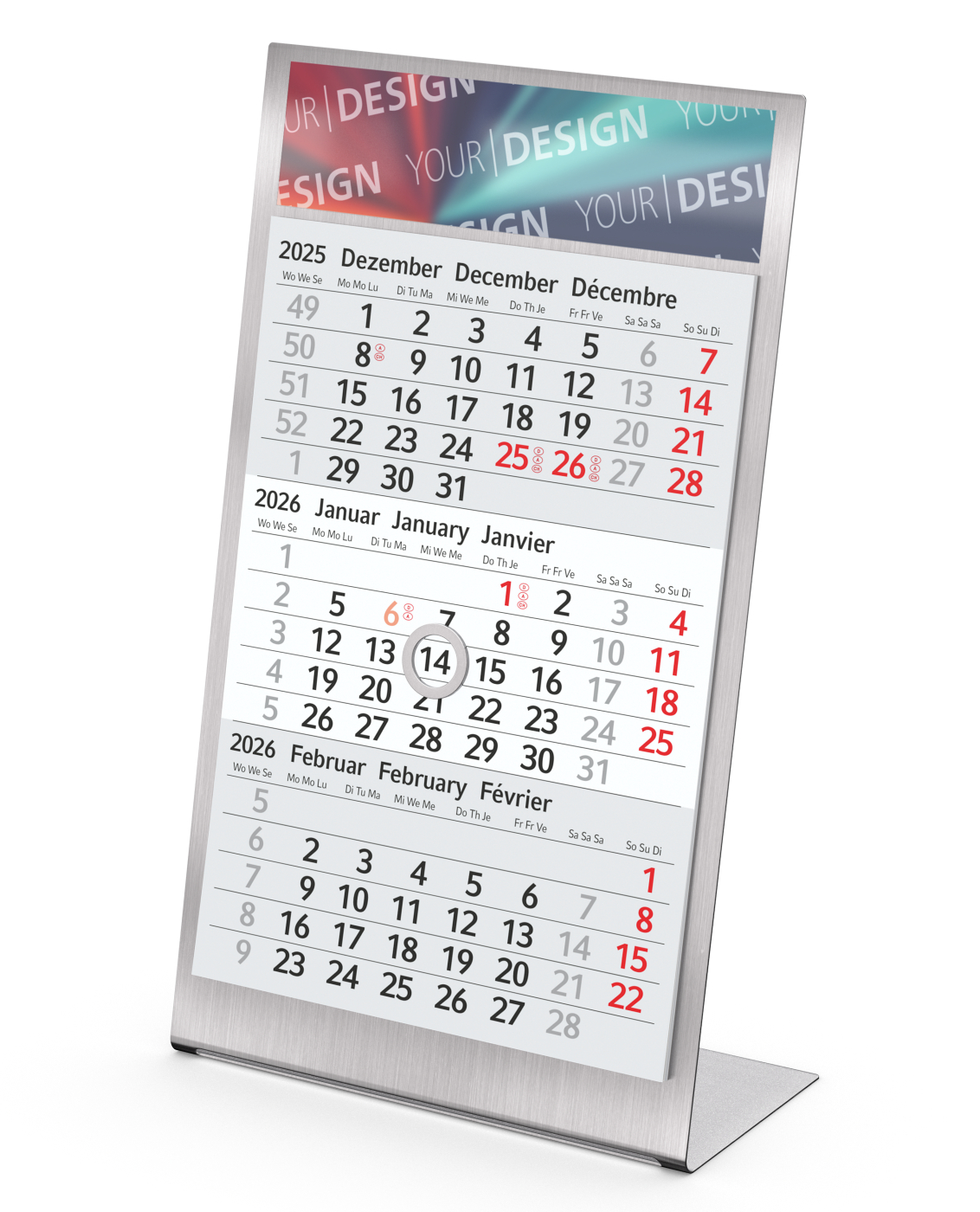 Tischkalender Desktop 3 Steel Bestseller, 1 Jahre
