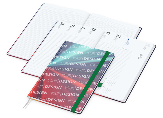 Wochenplaner Match-Hybrid White Bestseller, A4, Cover-Star matt, grün