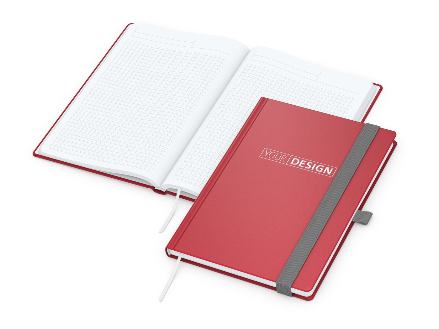Notizbuch Vision-Book White Bestseller, A5, rot inkl. Silberprägung