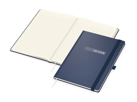 Notizbuch Vision-Book Creme Bestseller, A4, dunkelblau inkl. Silberprägung
