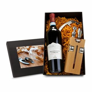 Geschenkset / Präsenteset: Buche-Block mit Wein 2K1438