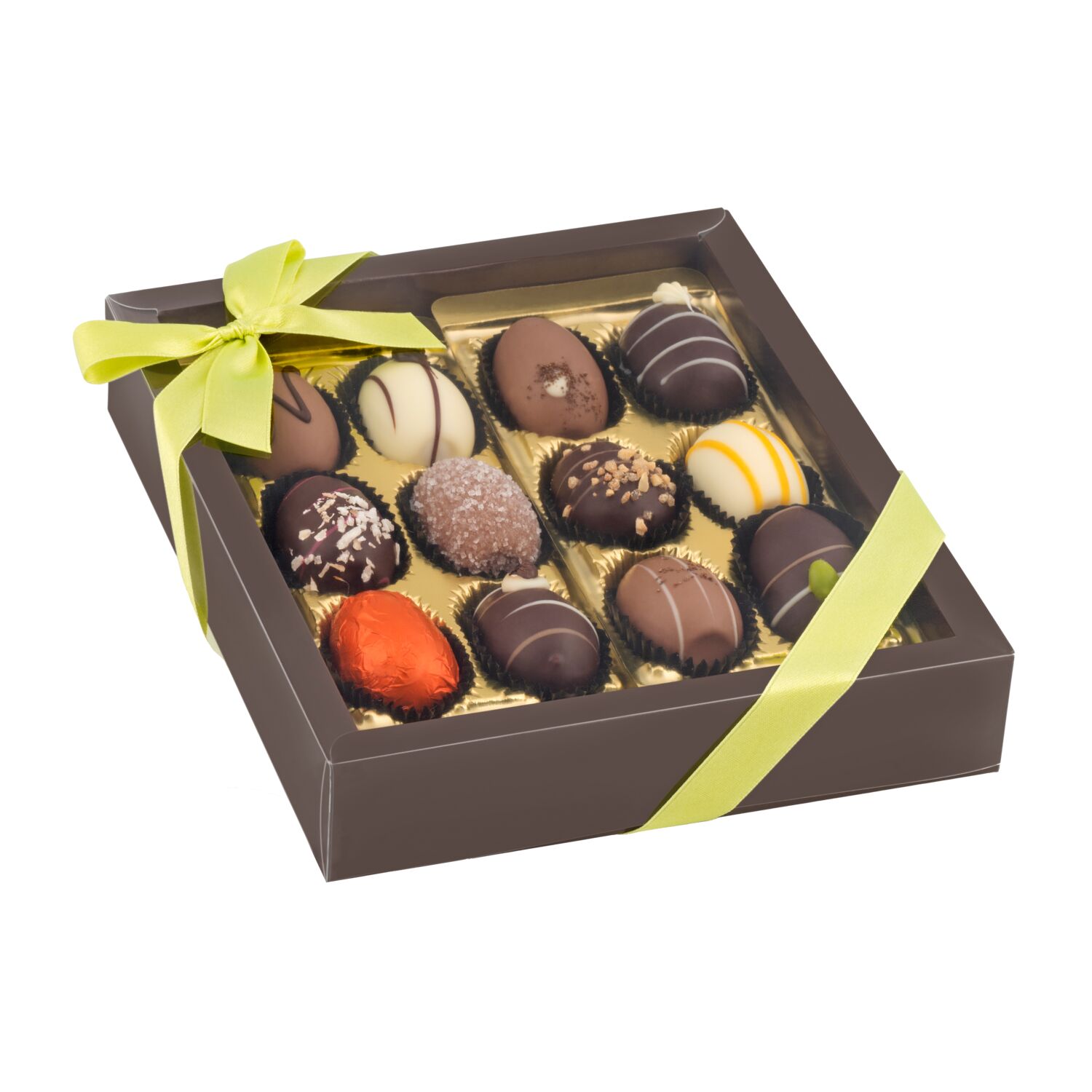 Geschenkartikel / Präsentartikel: Oster-Präsent Pralineneier, 12 Stück 2K1631