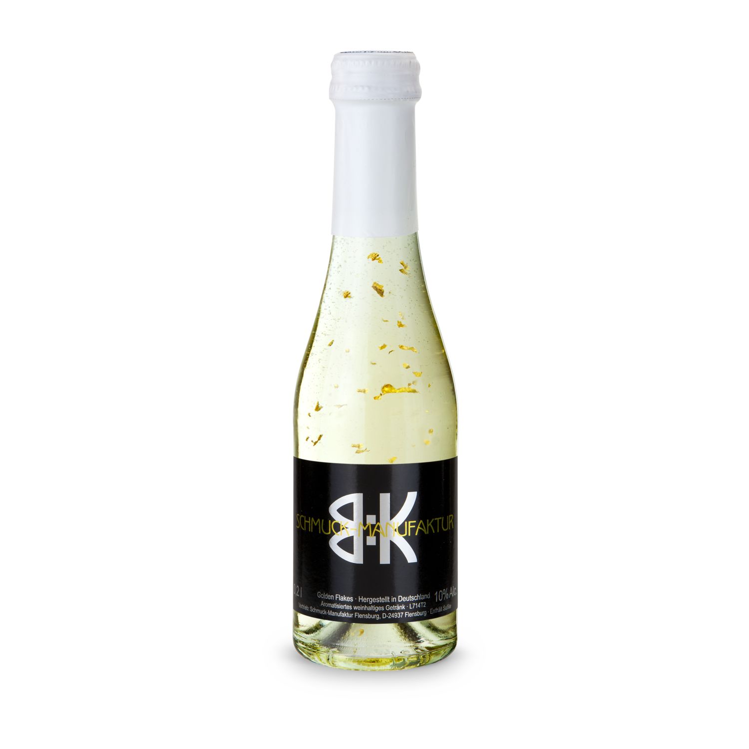 Piccolo Golden Flakes - Flasche klar - Kapsel weiß, 0,2 l 2K1918c