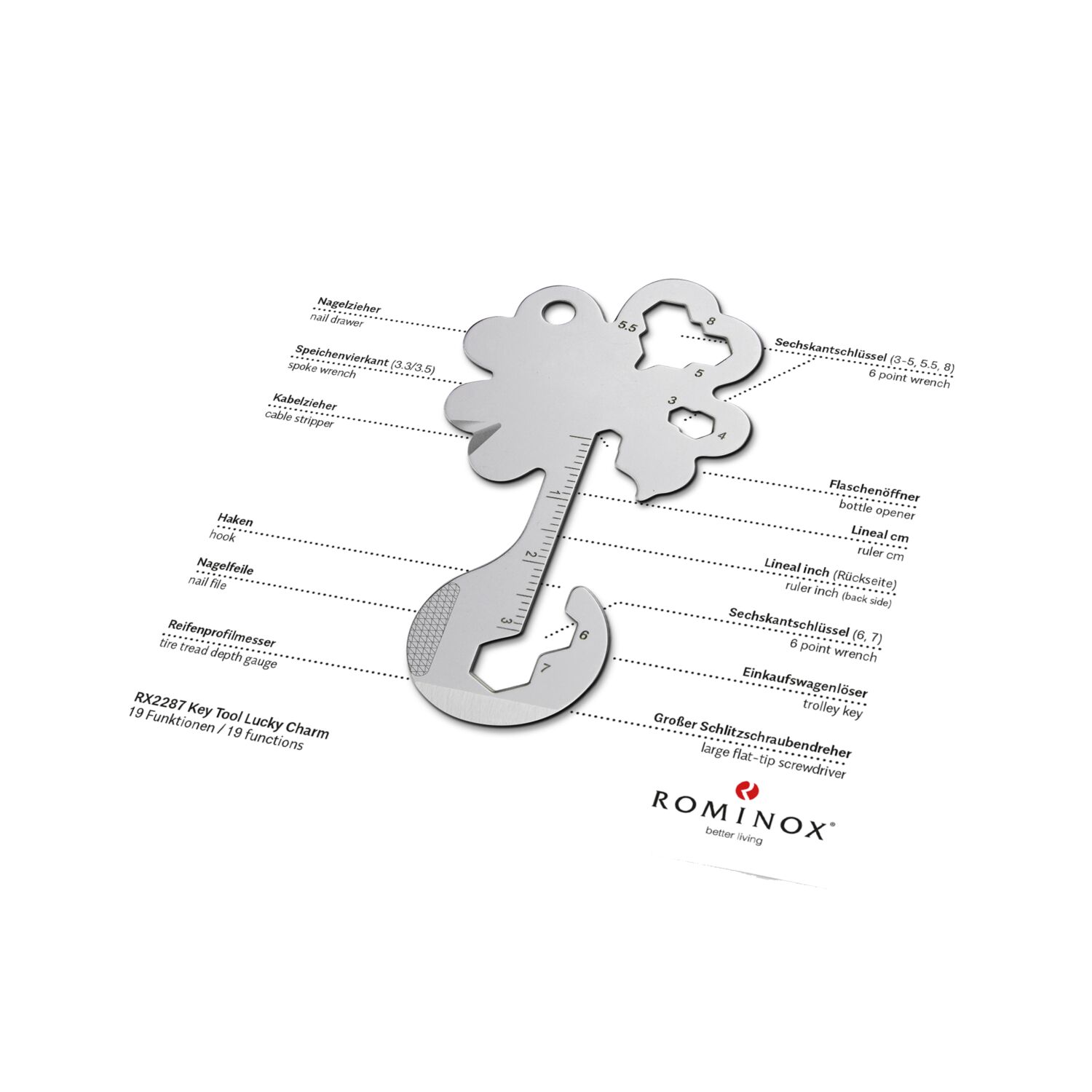 ROMINOX® Key Tool Lucky Charm (19 Funktionen) Danke 2K2103m