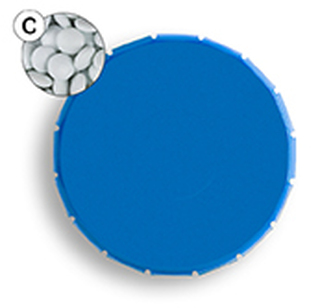 Super Mini Clic Clac Box 12 g Pfefferminztabletten hellblau PMS Process Blue