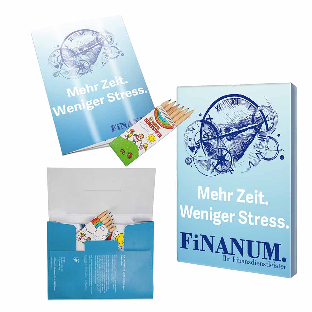 Malbuch / Mal-Set A6 - Volksbanken&Raiffeisenbanken - Malset mit individuellen Vorder- und Rückseiten