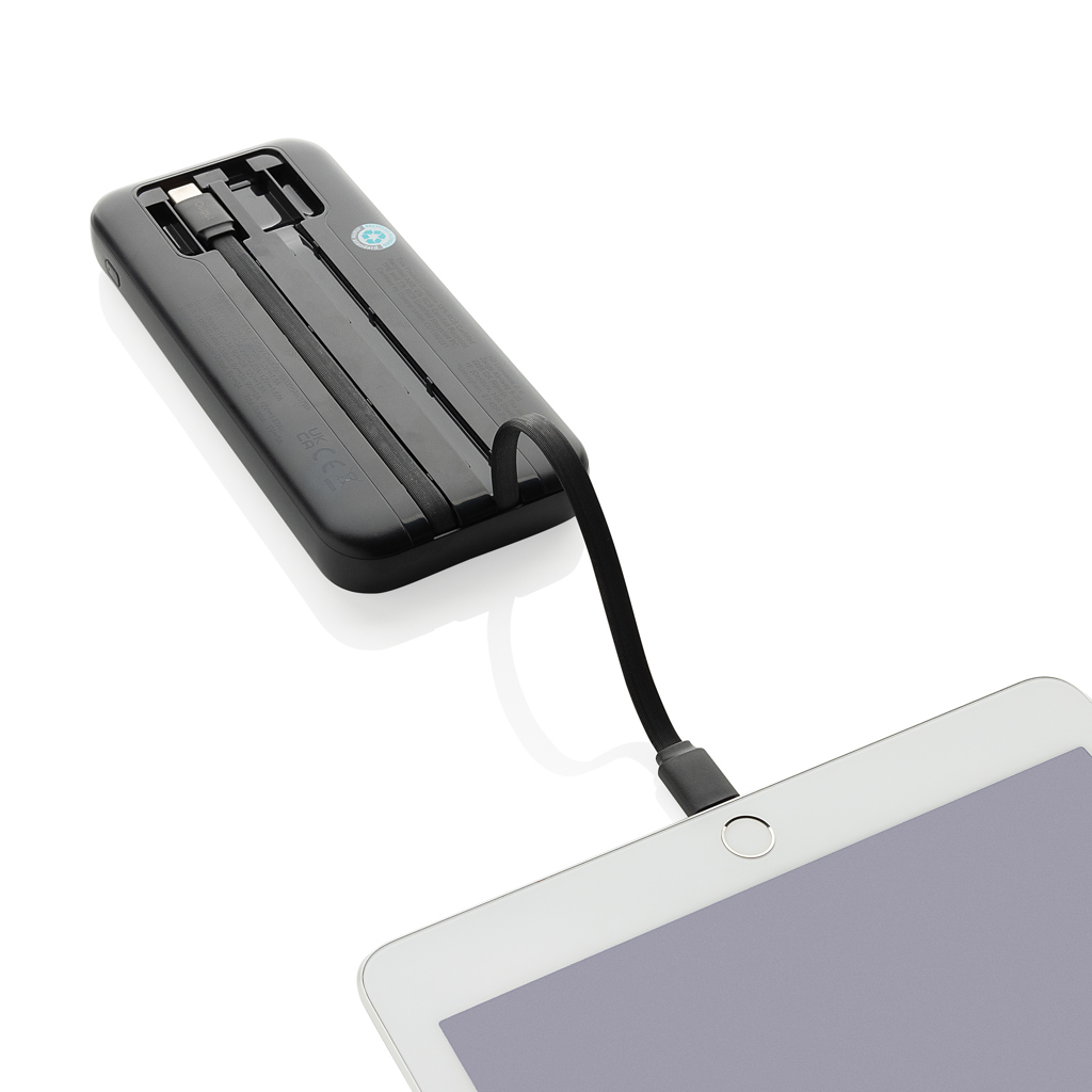 Turbopack 10000mAh Powerbank mit integr. Kabeln aus RCS rABS