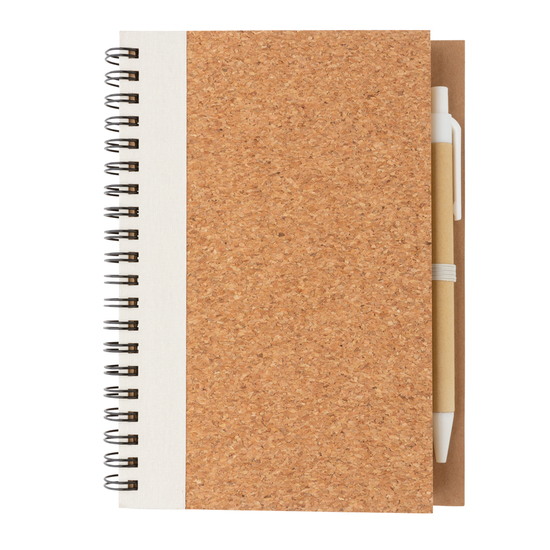Kork Spiral-Notizbuch mit Stift