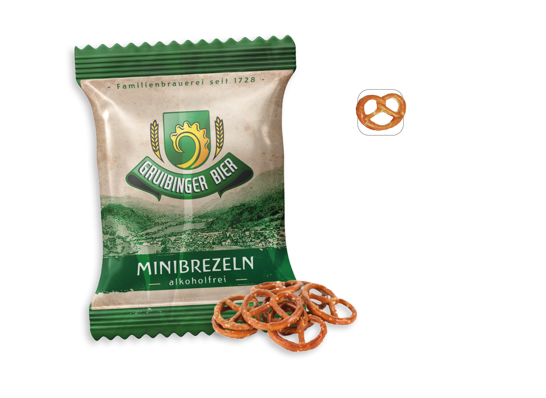 Mini Salzbrezeln Werbetüte, Inhalt: Mini Salzbrezeln ca. 10 g