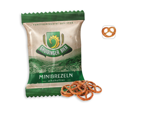 Mini Salzbrezeln Werbetüte, Inhalt: Mini Salzbrezeln ca. 10 g