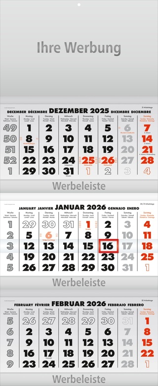 Dreimonatsplaner Business-trio-plus grau