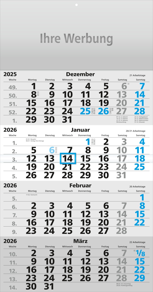 Viermonatsplaner Compact-quattro, blau