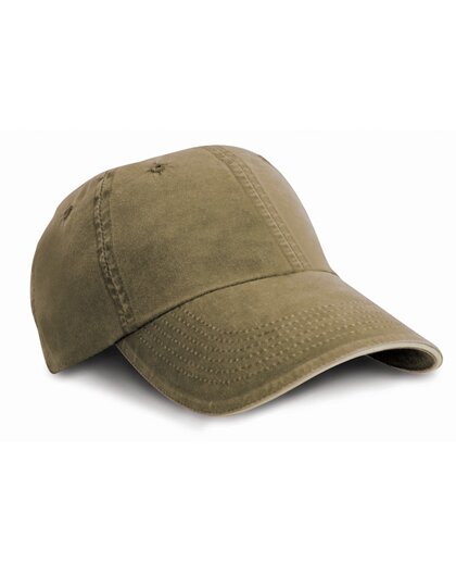 Washed Fine Line Cotton Cap with Sandwich Peak