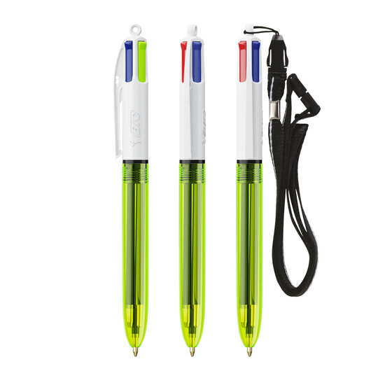 BIC® 4 Colours Fluo mit Lanyard-Kugelschreiber